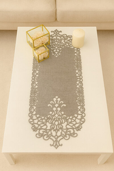 Ergüven Home تصميم عصري - عداء من جلد الغزال باللون البيج الداكن، ارتفاع طاول...