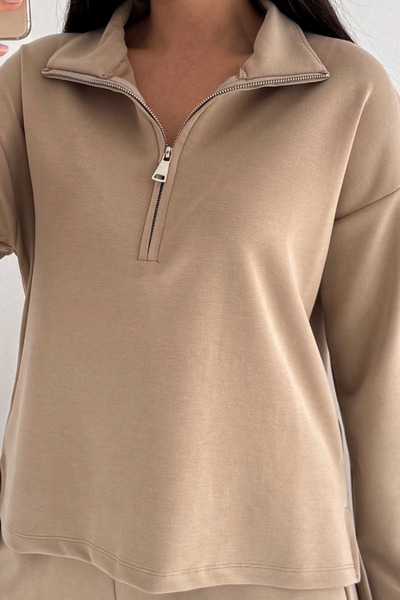 Mogi Butik Premium Modal Fabric Half Zipper Women's Sweatshirt 3102