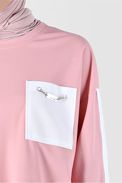 Alvina Striped Tunic Sweatpants with Sleeves and Pocket Detail - 42859