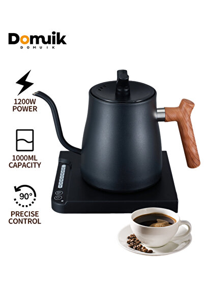Domuik Electric Gooseneck Kettle 1L 1000W for Pour-over Coffee & Tea