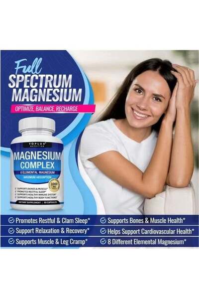 Toplux Magnesium Complex - 8 Forms, High Absorption, Bone & Muscle Support, Vegan