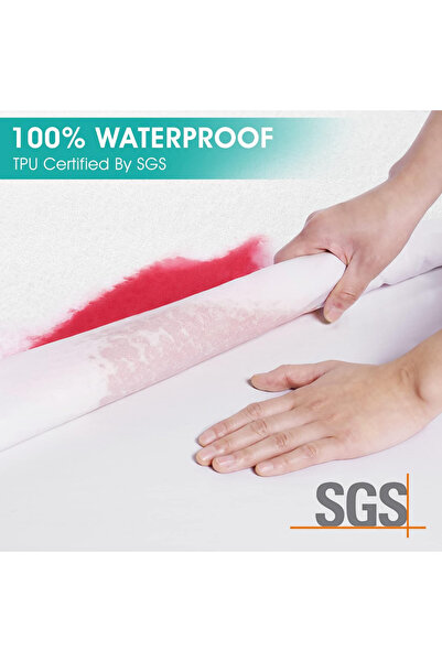 TEGRILO Waterproof Cotton Terry Mattress Protector - Deep Pocket, Vinyl-Free, Noiseless (180x20x30cm)