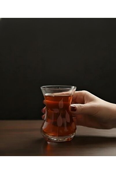 DECOSTYLE Yaprak Özel Yapım Kesme Kristal Dekor Incebel Çay Bardağı (6 Adet)