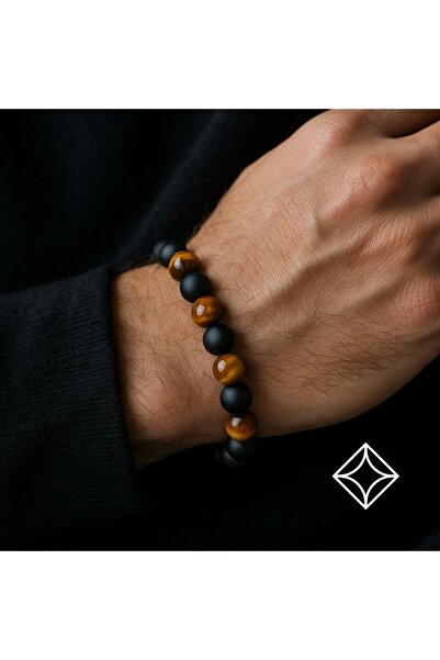 Alnis Atelier سوار عين النمر والأحجار الكريمة الطبيعية من العقيق غير اللامع