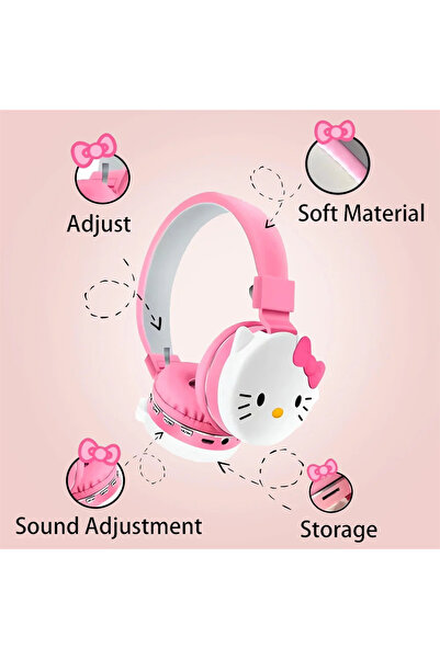 Choice1 B Sanrio Bluetooth Headphone Hello Kitty Wireless Headsets Cartoon Mic Foldable Lightweight Earphon.