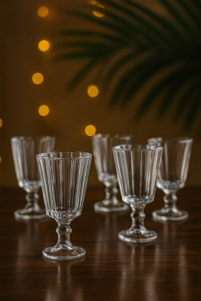 YzHome 6 Lı Flüt Kahve Yanı Su Bardağı Kadeh Kupa Bardak