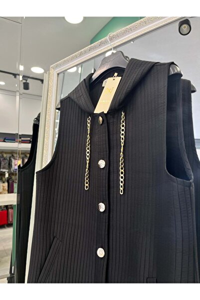 MERAM BUTİK Nurgün Quilted Vest - Black - 50