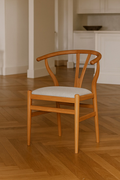 Atolye Casa Magma Sandalye Naturel Beyaz Kumaş