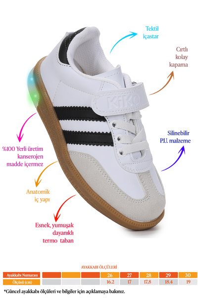 Kiko Kids Renis Daily Velcro Lighted Girls' Sports Shoes