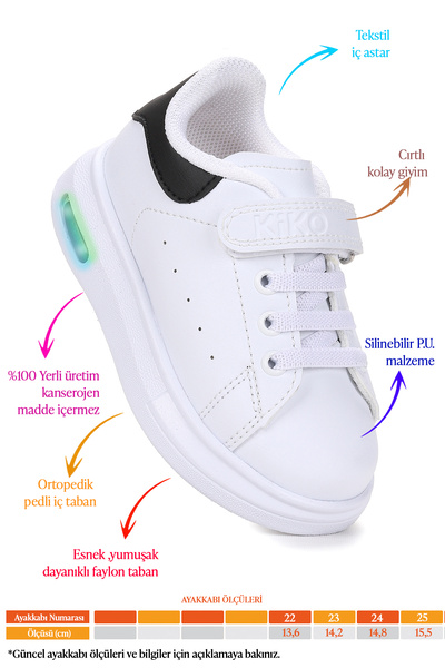 Kiko Kids Tinsa Daily Velcro Lighted Baby Girl Sports Shoes