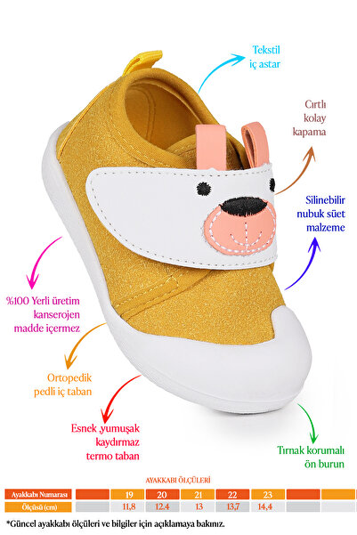 Kiko Kids Winni Velcro Baby Girl First Step Orthopedic Daily Shoes