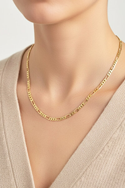 Modacaprea Xuping 14K İnce Figaro Zincir Kolye 60 cm | Altın Renkli Kararmaz Kadın Takı Xuping Kolye