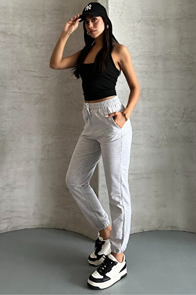 macharel jeans Women's Pocketed Elastic 2 Thread Sweatpants