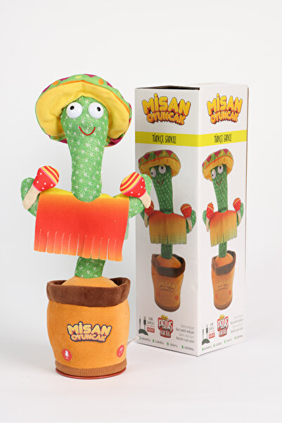 misan Konuşan Dans Eden Türkçe Şarkılı Işıklı Taklitçi Saksı Kaktüs Peluş Oyuncak Kutulu