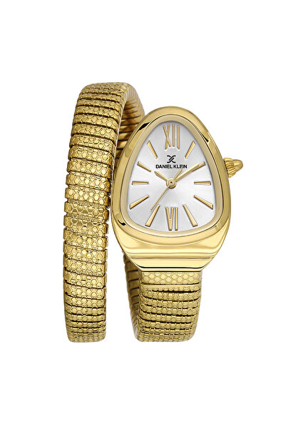 Daniel Klein DK NEW SNAKE MODEL سوار من الفولاذ الذهبي ساعة يد نسائية + سوار هدية