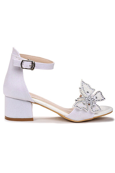 Kiko Kids Zete Sand Glitter Girls' 4 cm Heeled Sandals Evening Dress Shoes