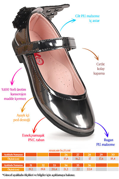 Kiko Kids Friga Mirror Butterfly Velcro Girls' Ballerina Shoes