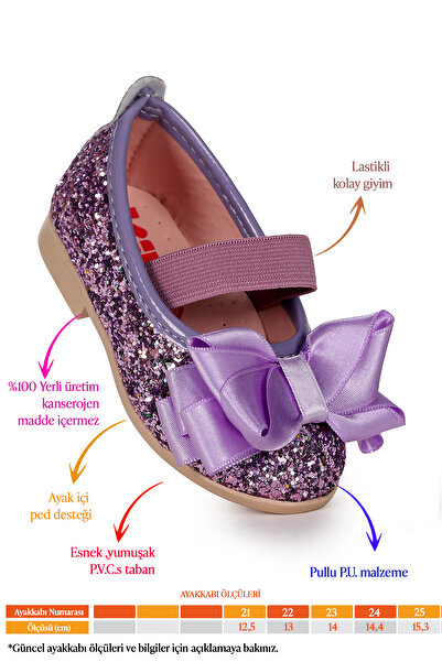 Kiko Kids Panı Broken Glass Bow Elastic Baby Girl Ballerina Shoes