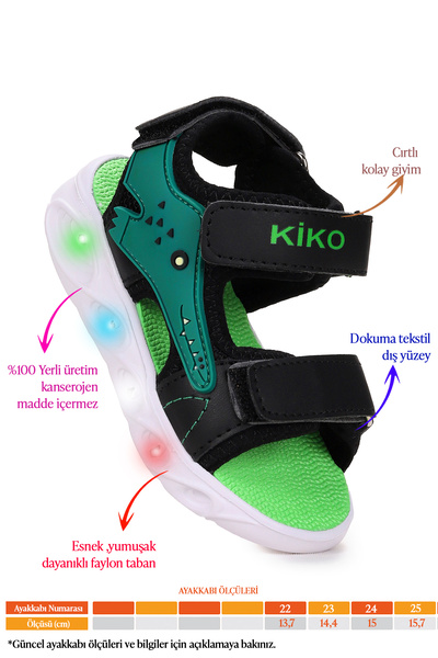 Kiko Kids Arnı Daily Lighted Velcro Baby Boy Sandals Shoes