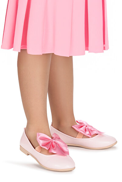 Kiko Kids Tari Patent Leather Bow Elastic Girls' Ballerina Shoes