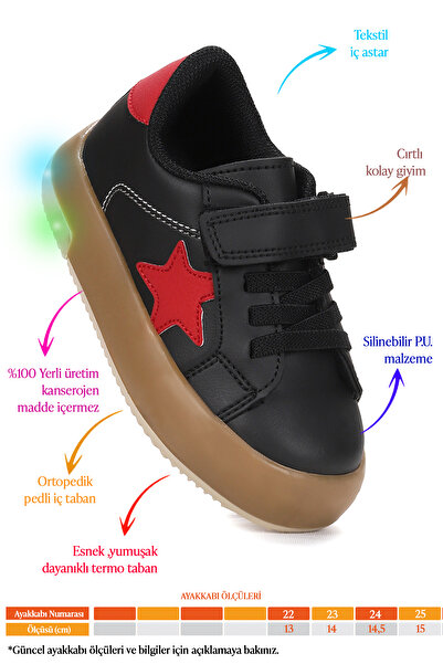 Kiko Kids Rena Daily Velcro Lighted Baby Boy Sports Shoes