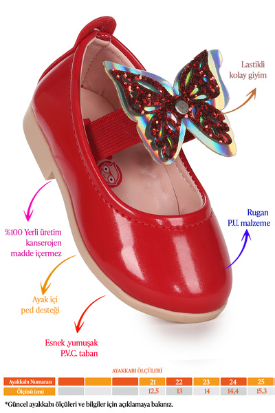 Kiko Kids Menz Patent Leather Butterfly Elastic Baby Girl Ballerina Shoes