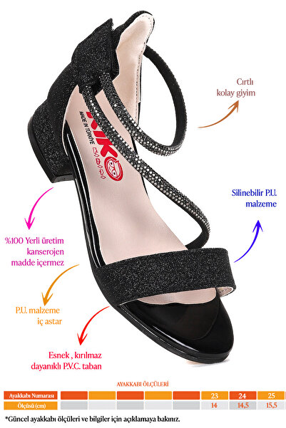 Kiko Kids Yada Sand Glitter Baby Girl 2 cm Heeled Sandals Evening Dress Shoes