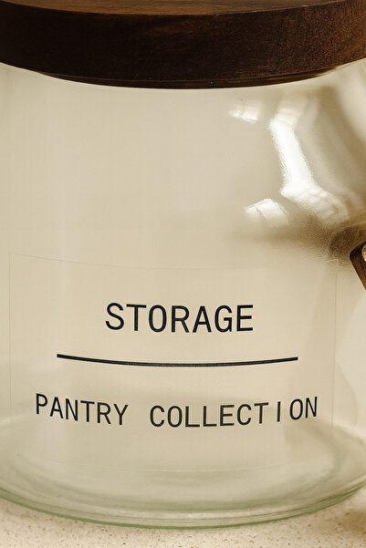 Bohemian Akasya Kapaklı & Ölçek Kaşıklı Cam Saklama Kavanozu Storage / Deterjanlık (2000 ml)