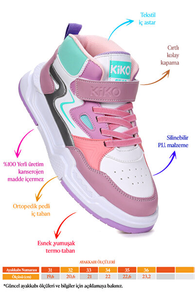 Kiko Kids Hayka-3 Cırtlı Kız Çocuk Spor Ayakkabı