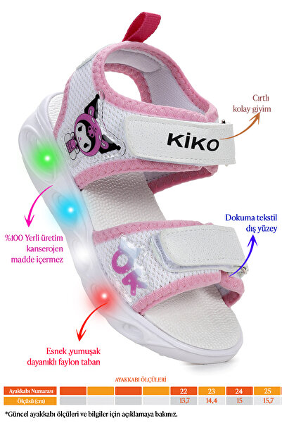 Kiko Kids Kuruza Daily Lighted Velcro Girls Sandals Shoes
