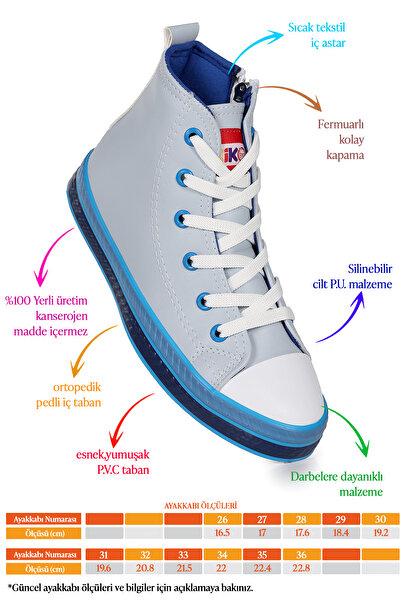 Kiko Kids Pantofi sport pentru băieți, cu șireturi, cu fermoar