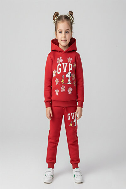 LP LittlePoffy Kız Çocuk  Alt - Üst Oversize  Baskılı Çocuk Eşofman Takımı