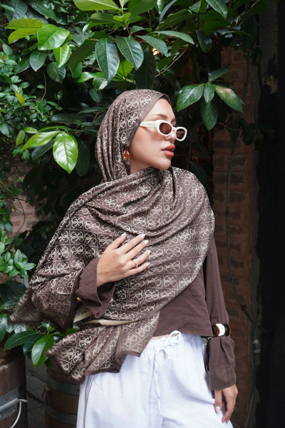 Oxygen Scarfs Μεταξωτό σάλι από κασμίρ διπλής όψης Gue Pattern - 7860