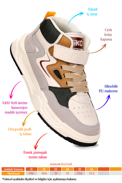 Kiko Kids Hayka-3 Cırtlı Erkek Çocuk Spor Ayakkabı