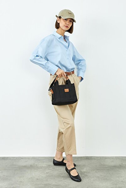 Mopia حقيبة كروس قماشية سوداء للنساء