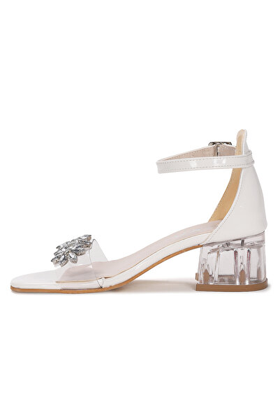 Kiko Kids Yangu Patent Leather Stone Girl's 3 cm Transparent Heeled Sandals Evening Dress Shoes