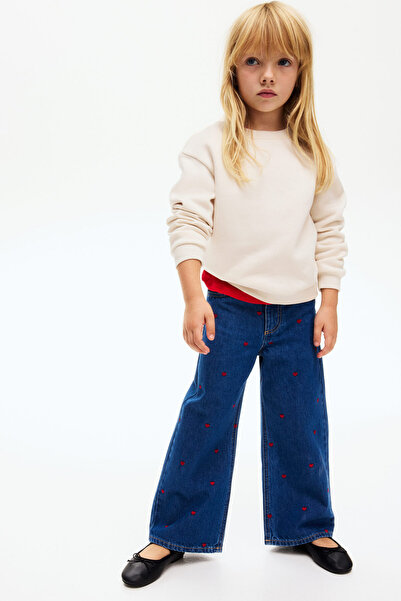 H&M Wide Leg Jeans Motif Detaylı