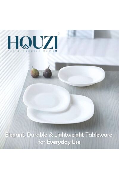 Houzi 18 Pcs Opal ware Dinner set Dishwasher Microwave Freezer safe