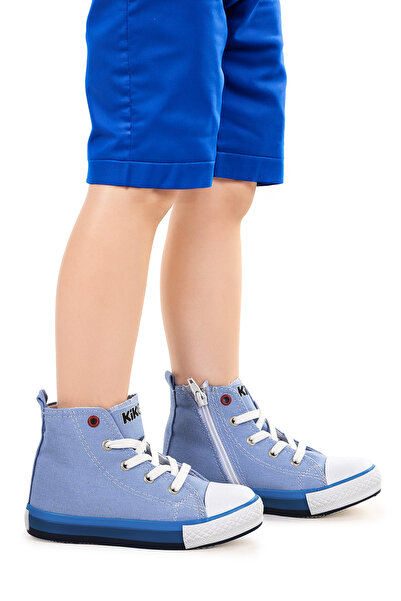 Kiko Kids Pantofi sport din in pentru băieți - cu șireturi și înalți