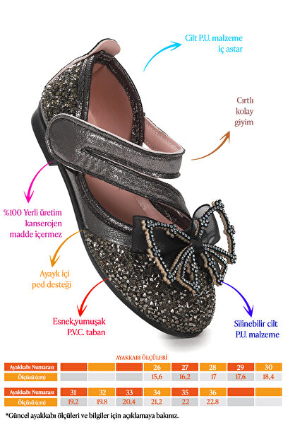 Kiko Kids Vakko Velcro Bow Girls' Ballerina Shoes Arç 08