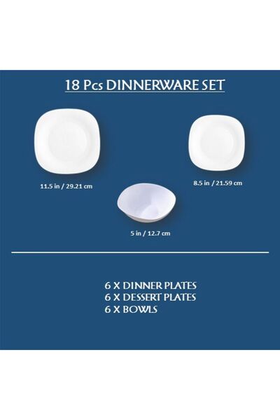 Houzi 18 Pcs Opal ware Dinner set Dishwasher Microwave Freezer safe