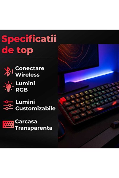 Timebox 60% Mechanical Gaming Keyboard, USB-C, RGB, Hot-Swap, Red Switches, PBT Keycaps, Black