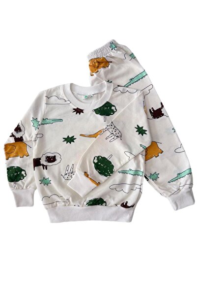 mışıl mışıl kids طقم بيجامة للأولاد من القطن موسمي بأكمام طويلة باللون الأبيض...