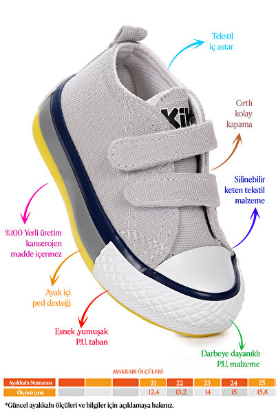 Kiko Kids Linen Cırtlı Erkek Bebek Keten Spor Ayakkabı