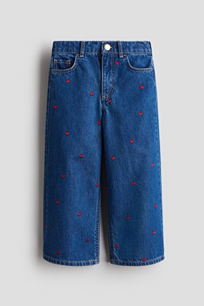 H&M Wide Leg Jeans Motif Detaylı
