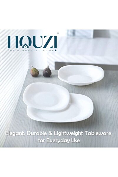 Houzi 34 Pcs Opal ware Dinner set Dishwasher Microwave Freezer safe