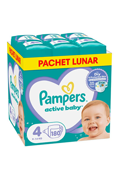 Pampers Scutece Active Baby XXL BOX, Marimea 4, 9 -14 kg, 180 buc
