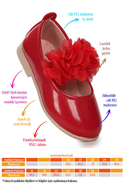 Kiko Kids Flovers Rugan Kız Çocuk Babet Ayakkabı