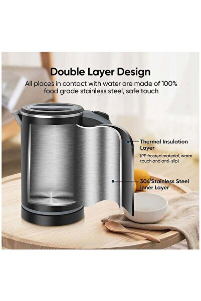 fulina Electric Kettle, Stainless Steel Hot Water Boiler, Portable Teapot for Boiling Water, 600W Coffee Ke