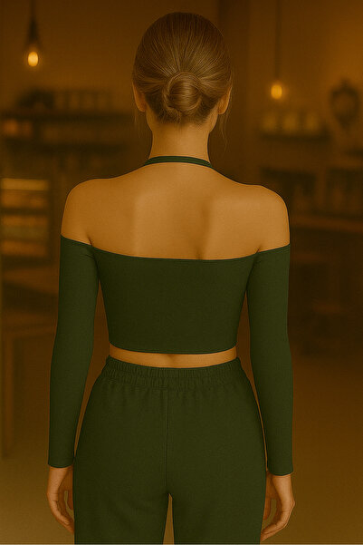 Olyssia Dark Green Halter Neck Women's Bustier – Bodycon Stretchy Stylish and Trendy Design